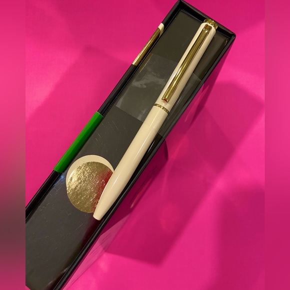 NWT! Set of kate spade note pad holder + pen 250 notes w/ gold gilded edge WHITE - Picture 12 of 16